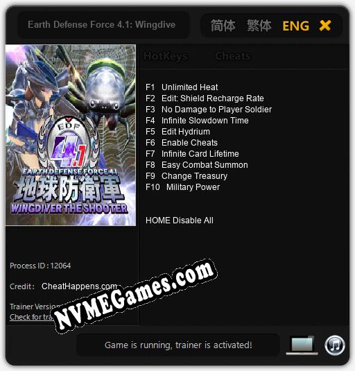 Earth Defense Force 4.1: Wingdiver The Shooter: Cheats, Trainer +10 [CheatHappens.com]