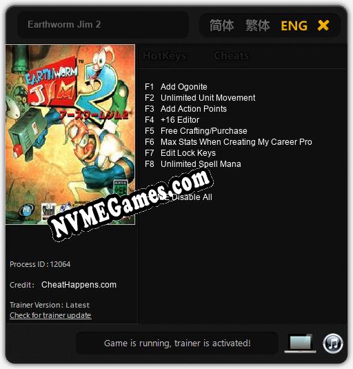 Earthworm Jim 2: Cheats, Trainer +8 [CheatHappens.com]