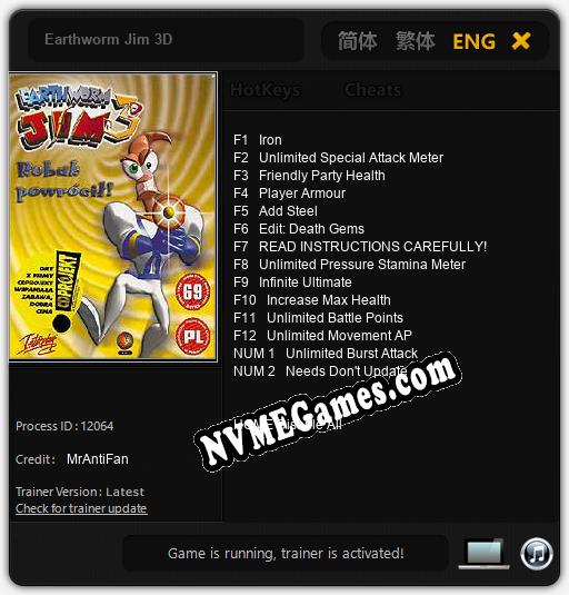 Earthworm Jim 3D: Cheats, Trainer +14 [MrAntiFan]