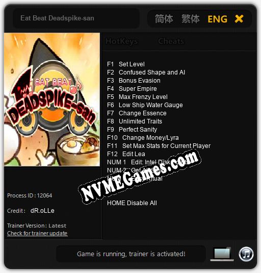 Treinador liberado para Eat Beat Deadspike-san [v1.0.4]