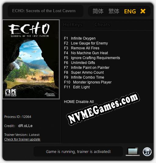 ECHO: Secrets of the Lost Cavern: Trainer +11 [v1.2]