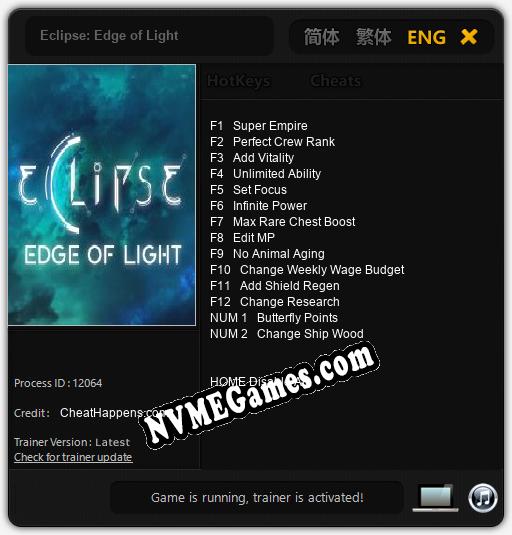 Eclipse: Edge of Light: Cheats, Trainer +14 [CheatHappens.com]