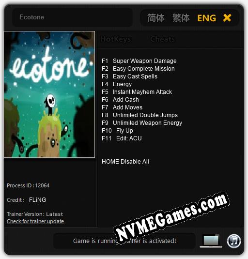 Ecotone: Cheats, Trainer +11 [FLiNG]