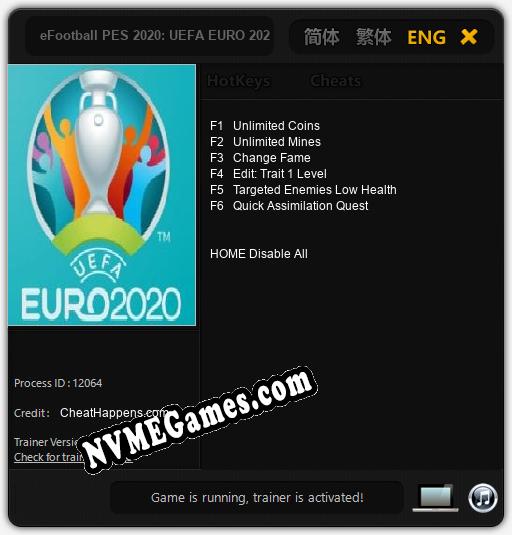 Treinador liberado para eFootball PES 2020: UEFA EURO 2020 [v1.0.4]