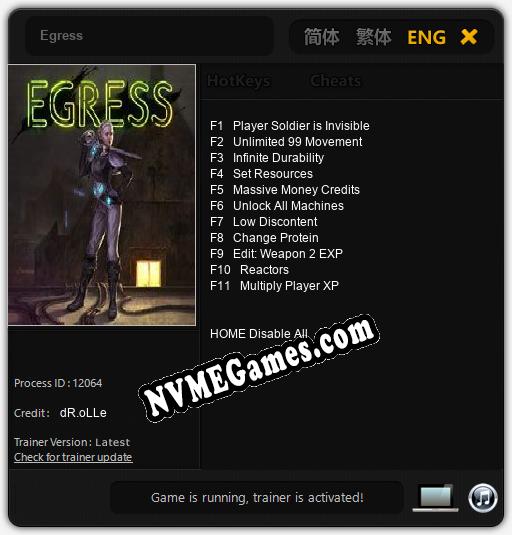 Egress: Trainer +11 [v1.6]