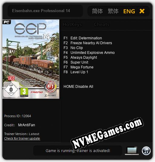 Eisenbahn.exe Professional 14: Trainer +8 [v1.2]