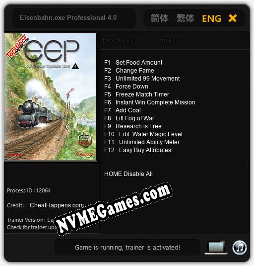 Treinador liberado para Eisenbahn.exe Professional 4.0 [v1.0.4]