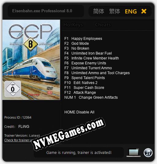 Eisenbahn.exe Professional 8.0: Cheats, Trainer +13 [FLiNG]