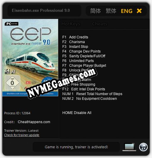 Eisenbahn.exe Professional 9.0: Trainer +14 [v1.8]