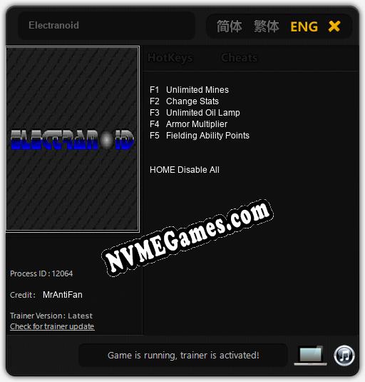 Electranoid: Cheats, Trainer +5 [MrAntiFan]