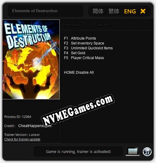 Elements of Destruction: Cheats, Trainer +5 [CheatHappens.com]