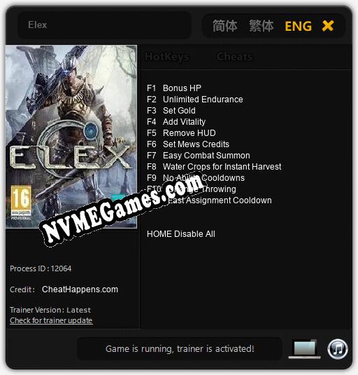 Elex: Trainer +11 [v1.2]