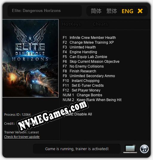 Treinador liberado para Elite: Dangerous Horizons [v1.0.2]