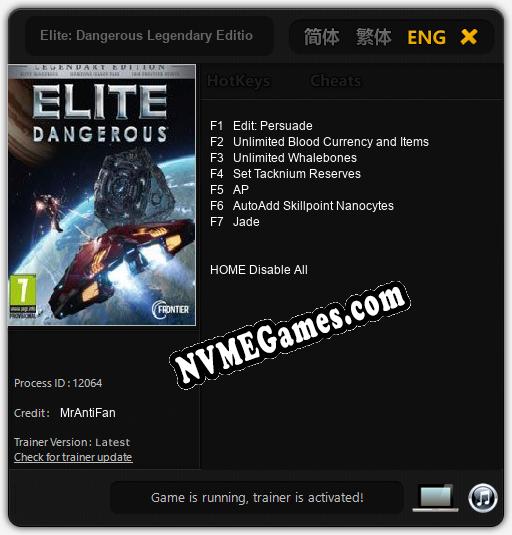 Treinador liberado para Elite: Dangerous Legendary Edition [v1.0.5]