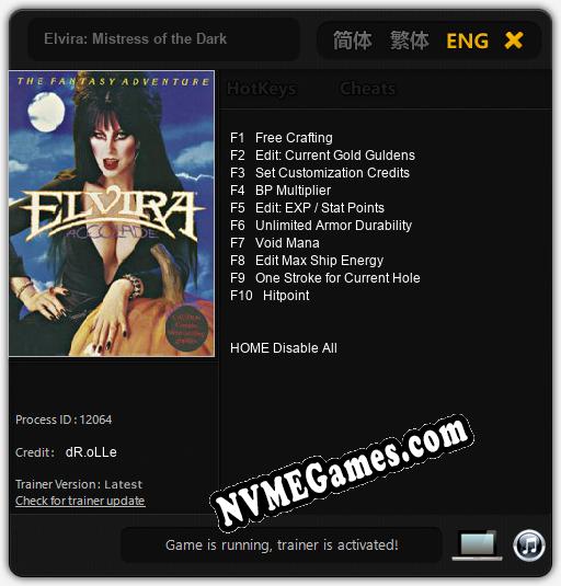 Elvira: Mistress of the Dark: Trainer +10 [v1.1]