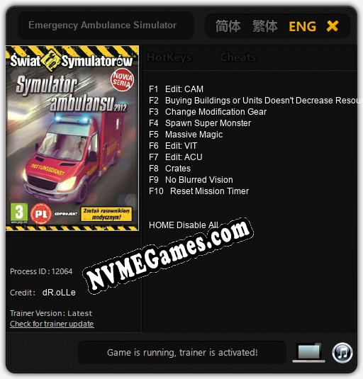 Treinador liberado para Emergency Ambulance Simulator [v1.0.9]