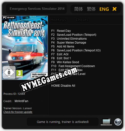 Treinador liberado para Emergency Services Simulator 2014 [v1.0.3]