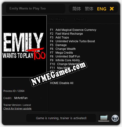 Emily Wants to Play Too: Treinador (V1.0.7)