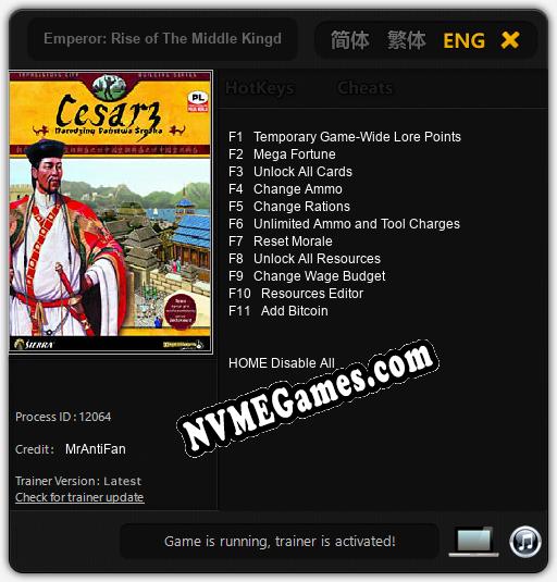 Emperor: Rise of The Middle Kingdom: Trainer +11 [v1.6]