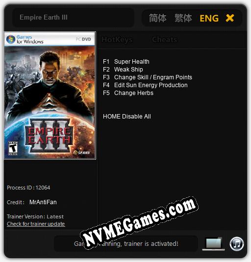 Empire Earth III: Trainer +5 [v1.9]