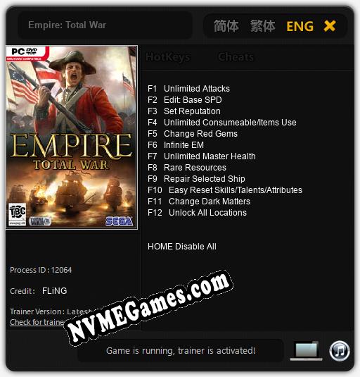 Empire: Total War: Cheats, Trainer +12 [FLiNG]