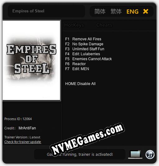 Empires of Steel: Trainer +7 [v1.4]