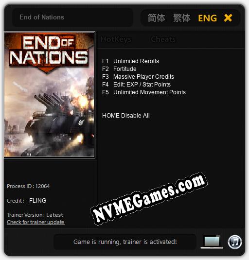 Treinador liberado para End of Nations [v1.0.4]