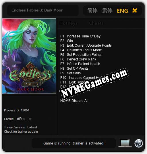 Endless Fables 3: Dark Moor: Cheats, Trainer +12 [dR.oLLe]