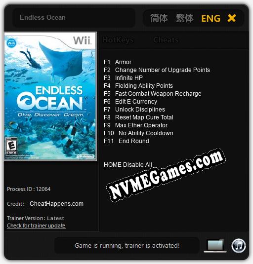 Endless Ocean: Cheats, Trainer +11 [CheatHappens.com]