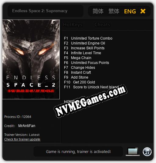 Endless Space 2: Supremacy: Cheats, Trainer +11 [MrAntiFan]