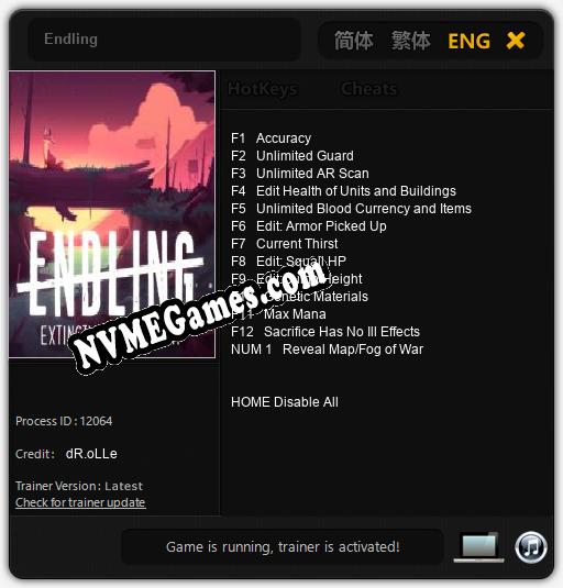 Endling: Cheats, Trainer +13 [dR.oLLe]