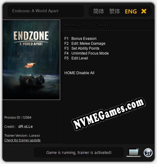 Endzone: A World Apart: Cheats, Trainer +5 [dR.oLLe]