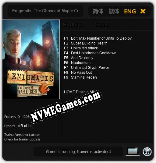 Enigmatis: The Ghosts of Maple Creek: Cheats, Trainer +9 [dR.oLLe]