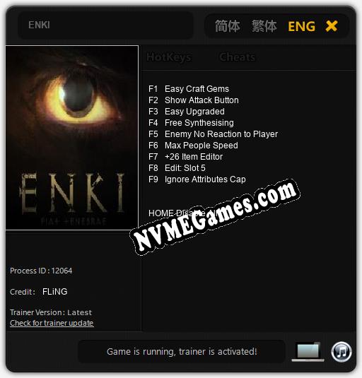 ENKI: Cheats, Trainer +9 [FLiNG]