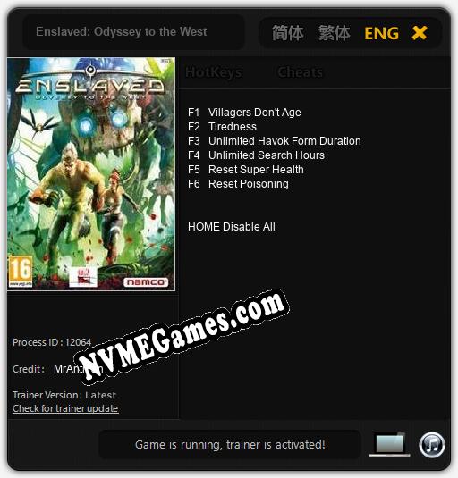 Treinador liberado para Enslaved: Odyssey to the West [v1.0.9]