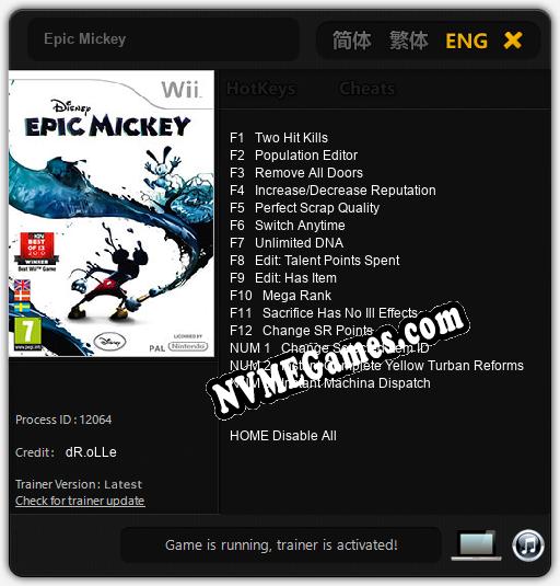 Epic Mickey: Cheats, Trainer +15 [dR.oLLe]