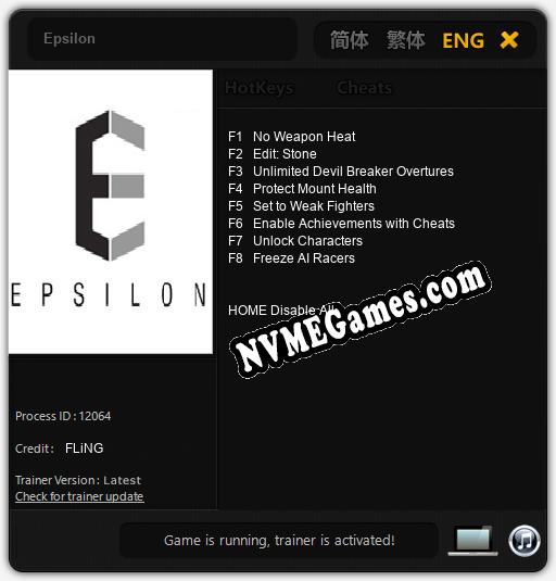 Epsilon: Trainer +8 [v1.9]