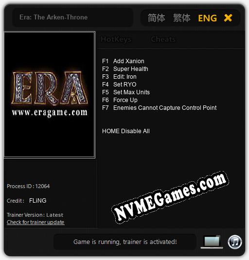 Era: The Arken-Throne: Cheats, Trainer +7 [FLiNG]