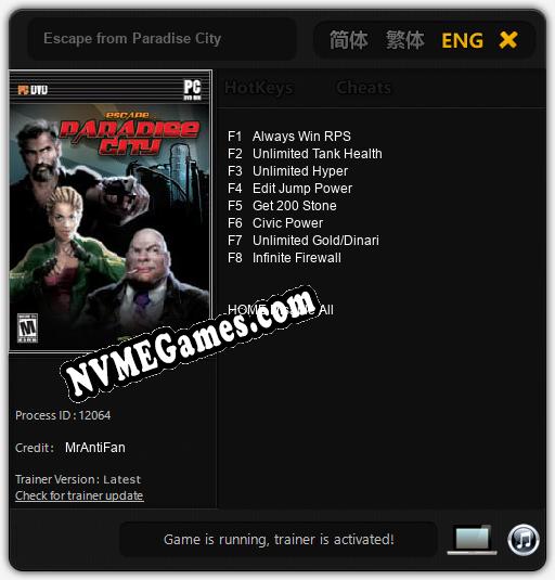 Escape from Paradise City: Trainer +8 [v1.5]