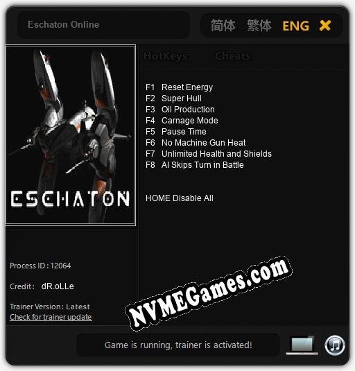 Treinador liberado para Eschaton Online [v1.0.4]