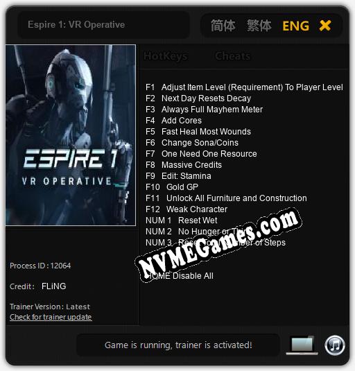 Espire 1: VR Operative: Treinador (V1.0.54)