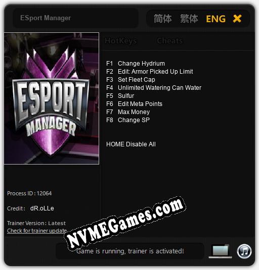 ESport Manager: Cheats, Trainer +8 [dR.oLLe]