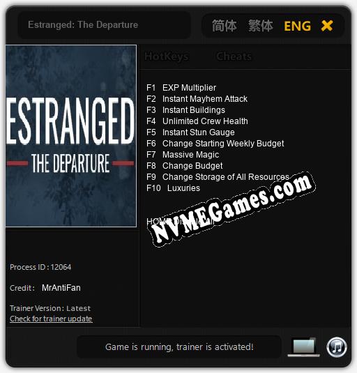 Estranged: The Departure: Trainer +10 [v1.3]