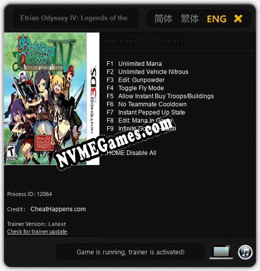 Etrian Odyssey IV: Legends of the Titan: Treinador (V1.0.51)