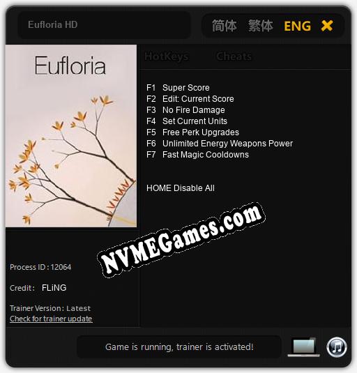 Eufloria HD: Trainer +7 [v1.4]