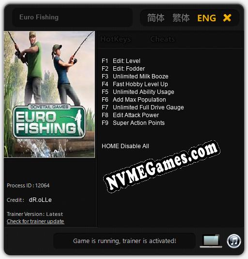 Euro Fishing: Trainer +9 [v1.5]