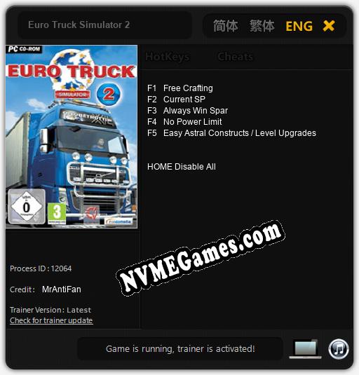 Euro Truck Simulator 2: Cheats, Trainer +5 [MrAntiFan]