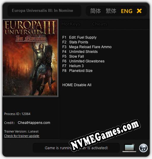 Europa Universalis III: In Nomine: Trainer +8 [v1.7]