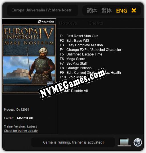 Europa Universalis IV: Mare Nostrum: Treinador (V1.0.58)