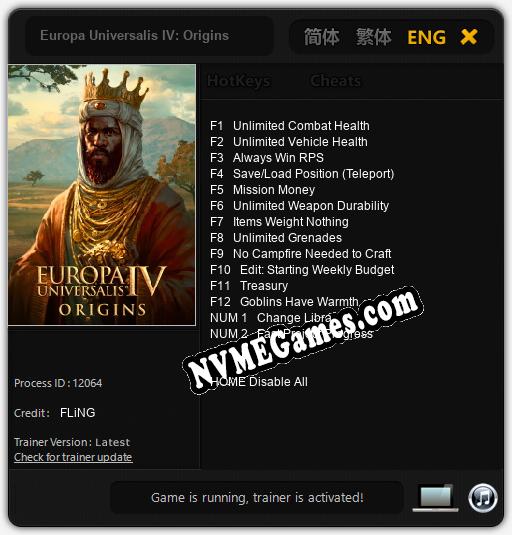 Europa Universalis IV: Origins: Trainer +14 [v1.5]